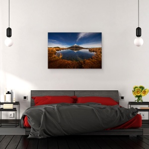 Tablou canvas - Muntele Taranaki, Vulcan, Noapte, Peisaj, Munte, Lac, 60 x 90 cm - Img 3