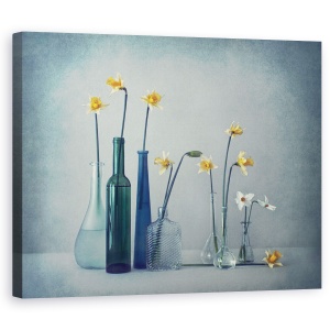 Tablou canvas - Narcise, Natura Moarta, Vaza, Flori, Sticla, 60 x 75 cm