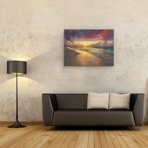 Tablou canvas - Natura, Mare, Valuri, Nisip, Natura, Apus De Soare, 50 x 70 cm - Img 2