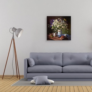 Tablou Canvas - Natura Moarta, Bloom, Vaza, Borcan, Ulcior, 60 x 60 cm - Img 2