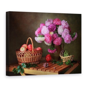 Tablou Canvas - Natura Moarta Colorata 4, Mar, Mere, Fructe, Struguri, 60 x 80 cm