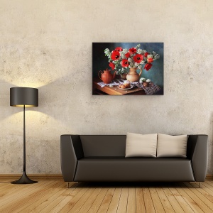 Tablou Canvas - Natura Moarta Cu Flori De Primavara, Lalele, 60 x 80 cm - Img 2