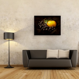 Tablou canvas - Natura Moarta, Mar, Fructe, Struguri, Vara, Intuneric, 75 x 100 cm - Img 2