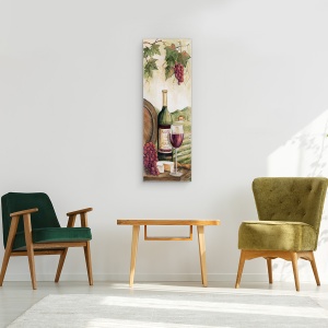 Tablou canvas - Natura Moarta, Vin, Struguri, Barila, Peisaj, Natura, Pictura, 30 x 90 cm - Img 2