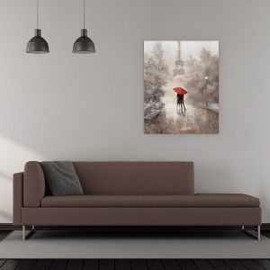 Tablou canvas - Natura, Parc, Copaci, Oameni, Paris, Turnul Eiffel, Pictura , 40 x 50 cm - Img 2