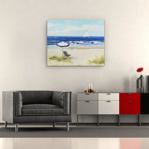 Tablou canvas - Natura, Peisaj, Marea, Vara, Navigare, Pescarus, Pictura, 40 x 50 cm - Img 2