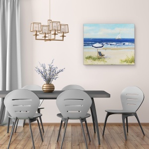 Tablou canvas - Natura, Peisaj, Marea, Vara, Navigare, Pescarus, Pictura, 60 x 75 cm - Img 4