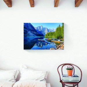 Tablou decorativ natură canvas cu peisaj montan și lac 60x90 cm