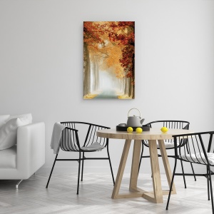 Tablou canvas - Natura, Peisajul, CopacII, Frunzele Galbene si RosII, Toamna, 60 x 90 cm - Img 4