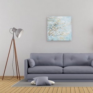 Tablou canvas - Natura, Ramura Copacilor, Flori, Alb, Pictura, 60 x 60 cm - Img 2