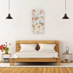 Tablou canvas - Natura, Ramura Copacilor, Flori RosII, Pasari Albastre, Pictura, 50 x 100 cm - Img 3