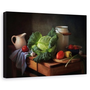 Tablou canvas - Natura statica, Natura moarta, Lumina, Masa, Fructe, 80 x 120 cm