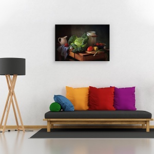 Tablou canvas - Natura statica, Natura moarta, Lumina, Masa, Fructe, 80 x 120 cm - Img 2