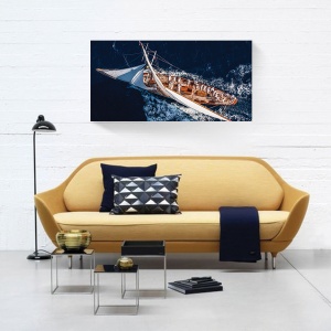 Tablou canvas nautic cu vapor pe valuri 50x100 cm