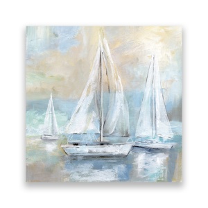 Tablou Canvas - Nautic, Vapor, Alb, Mare, Valuri, Albastru, 60 x 60 cm