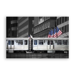 Tablou Canvas - New York, Tramvai, Steag, 60 x 90 cm