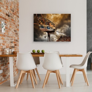 Tablou canvas - Nimfa, Barca, Pasare, Vapor, Zbor, 75 x 100 cm - Img 4