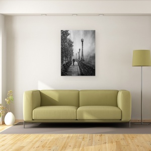 Tablou canvas - Ninsoare De Primavara, Zapada, Iarna, Strada, Om, Felinar, 50 x 70 cm - Img 2