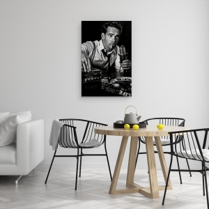 Tablou canvas - Noroc Si Noapte Buna, Vintage, Retro, Mic, Microfon, Radio, 40 x 60 cm - Img 4