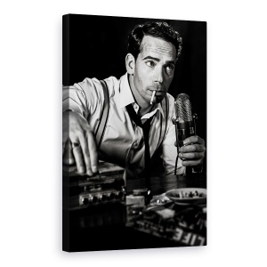 Tablou canvas - Noroc Si Noapte Buna, Vintage, Retro, Mic, Microfon, Radio, 60 x 90 cm