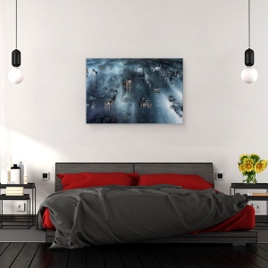 Tablou canvas - NYC Albastru, Oras, Peisaj Urban, Nori, New York, 40 x 60 cm - Img 3