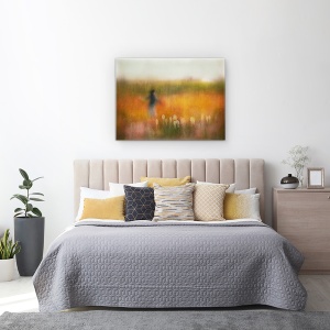 Tablou canvas - O Fata, Flori, Fata, Textura, Pictor, Vara, 75 x 100 cm - Img 3