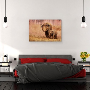 Tablou canvas - O Incantare Cereasca, Elefanti, Praf, Murdarie, Nisip, 40 x 60 cm - Img 3