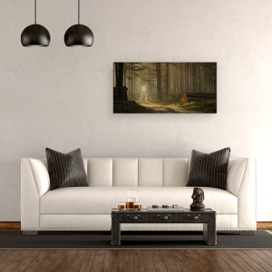Tablou canvas - O Plimbare In Padure, Cale, Lumina Soarelui, Natura, 50 x 100 cm - Img 2