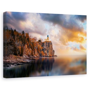 Tablou canvas - O Zi Innorata La Farul Split Rock, Stanca, Apus De Soare, Nori, 60 x 90 cm
