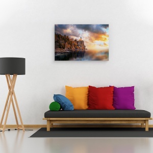 Tablou canvas - O Zi Innorata La Farul Split Rock, Stanca, Apus De Soare, Nori, 40 x 60 cm - Img 2