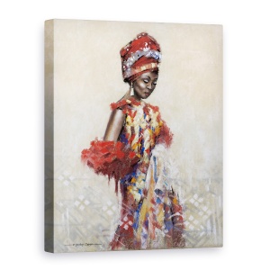 Tablou canvas - Oameni, Femeie Africana, Rochie Colorata, Costum Popular, Pictura, 75 x 100 cm