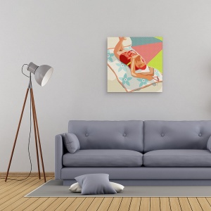 Tablou canvas - Oameni, Femeie, Plaja, Vara, La Soare, 60 x 60 cm - Img 2