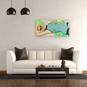 Tablou canvas - Oameni, Femeie, Vara, Plaja, La Soare, 50 x 100 cm - Img 2