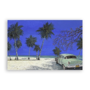 Tablou Canvas - Ocean, Cuba, Havana, Palmier, Masina, 60 x 80 cm