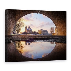 Tablou canvas - Ochiul, Paris, Notre, Dame, Apus De Soare, Reflectie, 75 x 100 cm