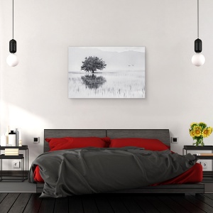 Tablou canvas - Oglinda Cu Arc, Copac, Reflectie, Grecia, Lac, Pasari, 40 x 60 cm - Img 3