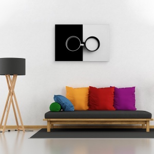 Tablou canvas - Opusii se Atrag, Cafea, Lapte, Alb-Negru, Contrast, Ceasca, 80 x 120 cm - Img 2