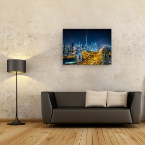Tablou canvas - Orasul Albastru, Noapte, Turn, Modern, Drumuri, 60 x 80 cm - Img 2
