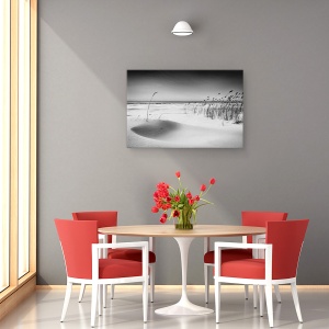 Tablou canvas - Orchestra, Peisaj, Plaja, Nisip, Alb-Negru, 60 x 90 cm - Img 4
