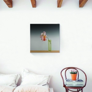 Tablou decorativ modern living cu orhidee albă pe canvas, 60x60 cm