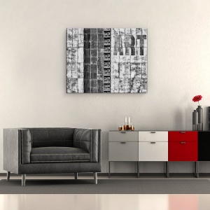 Tablou canvas - Palatul Gritty, Arta, Arhitectura, Grunge, Abstract, Alb-Negru, 60 x 75 cm - Img 2