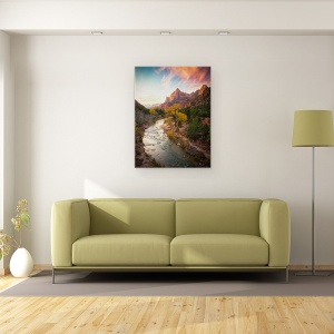 Tablou canvas - Parcul National Zion, Utah, Apus De Soare, Rau, 50 x 70 cm - Img 2