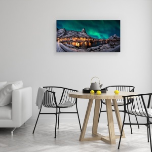 Tablou canvas - Pasarela Boreala, Lofoten, Cladiri, Case, 50 x 100 cm - Img 4