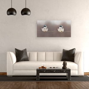 Tablou canvas - Pasari Pe Un Fir, Animale, Pasari, Aripi, Sarma, 50 x 100 cm - Img 2