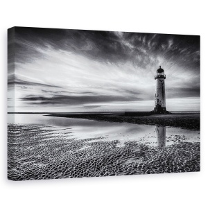 Tablou canvas - Pe Plaja Talacre, Tara Galilor, Far, Nisip, 80 x 120 cm