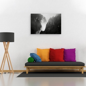 Tablou canvas - Peisaj, Alb-Negru, Abur, Ceata, Stanca, 60 x 90 cm - Img 2