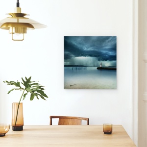 Tablou canvas - Peisaj, Furtuna, Peisaj, Far, Maritim, Pier, 90 x 90 cm - Img 4