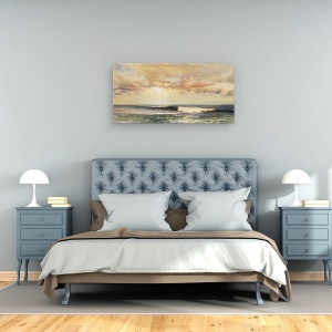 Tablou canvas - Peisaj, Natura, Mare, Valuri, Apus De Soare, Pictura, 50 x 100 cm - Img 3