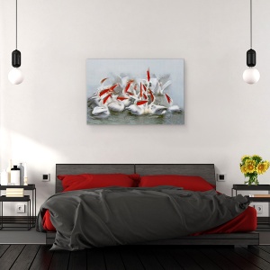 Tablou canvas - Pelicani In Miscare , Wold, Grecia, Lac, Kerkini, 80 x 120 cm - Img 3