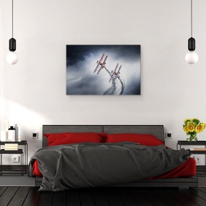 Tablou canvas - Plimbari Cu Aripa, Actiune, Elice, Avioane Cu Elice, Airshow, Fum, 60 x 90 cm - Img 3